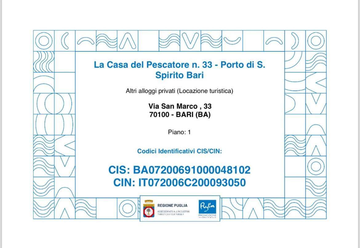 La Casa Del Pescatore N 33 - Porto Di St Spirito Bari Kültér fotó